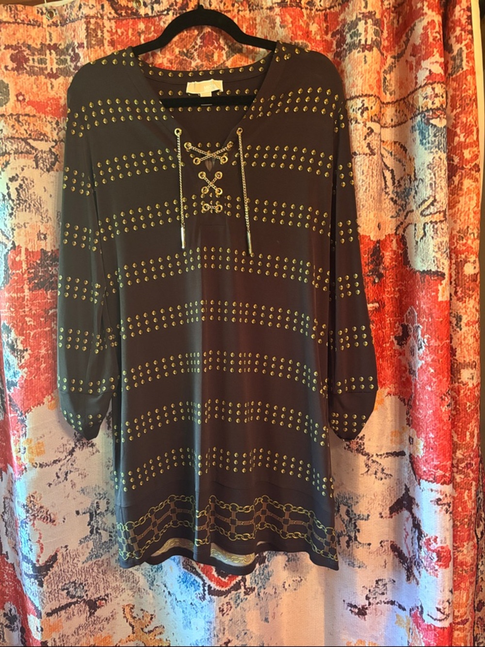 MICHAEL Michael Kors Brown Long Sleeve Studded Lace-Up Tunic